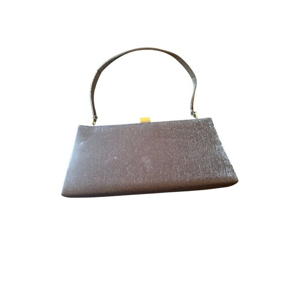 La Regale Womens Black Satin Evening Bag With Structured Handle & Snap Closure - Picture 2 of 4